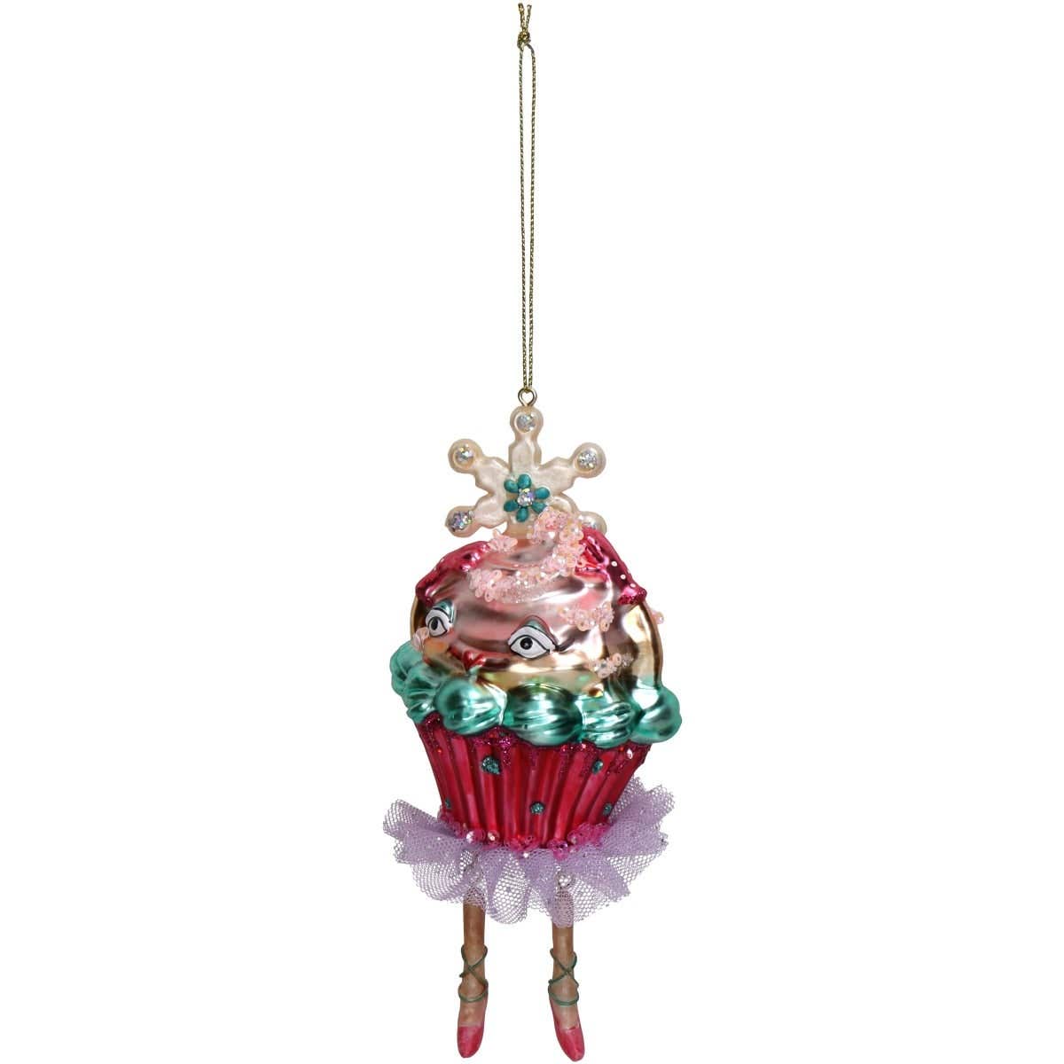 Kersthanger Mevrouw Cupcake Glas Multi 16.5 cm