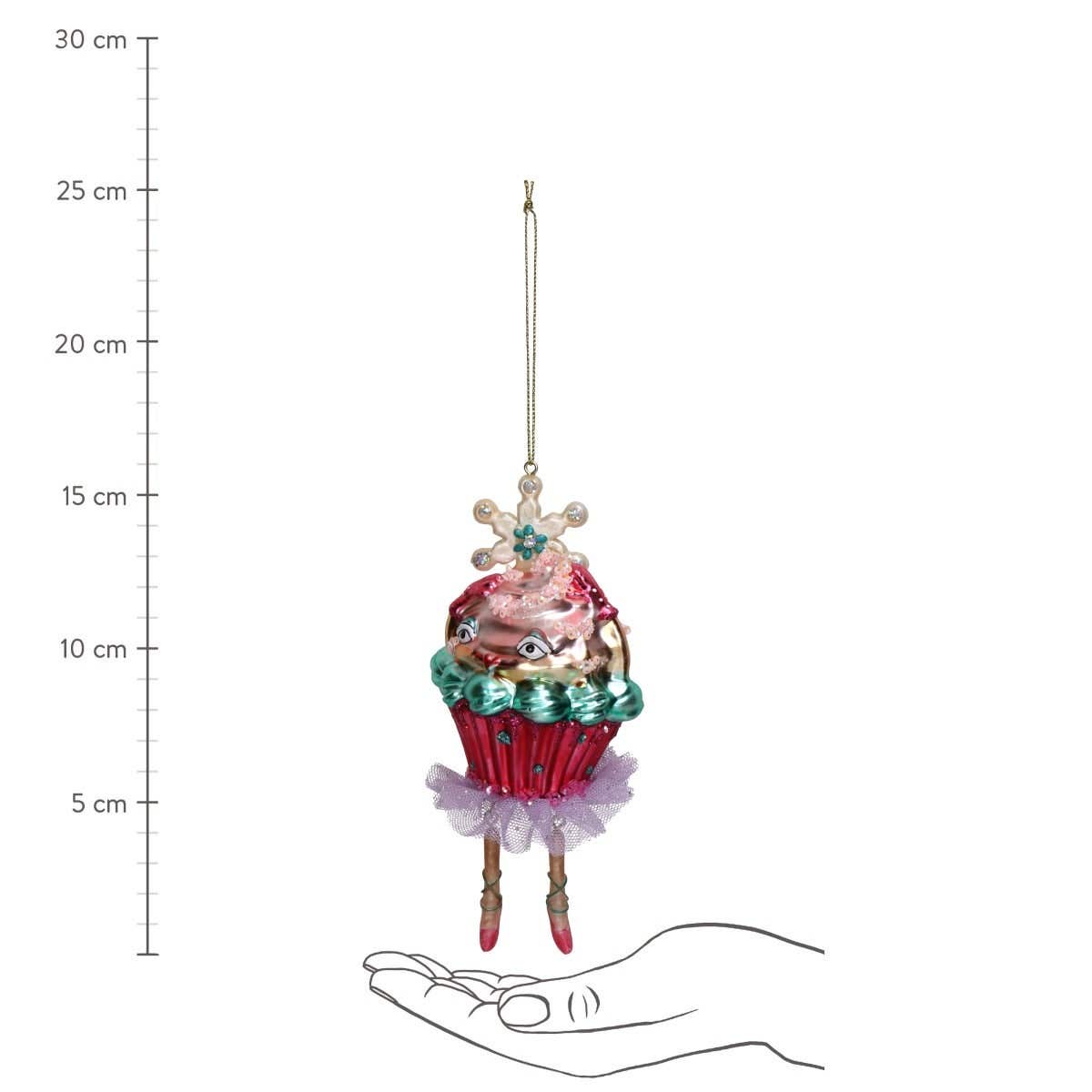 Kersthanger Mevrouw Cupcake Glas Multi 16.5 cm