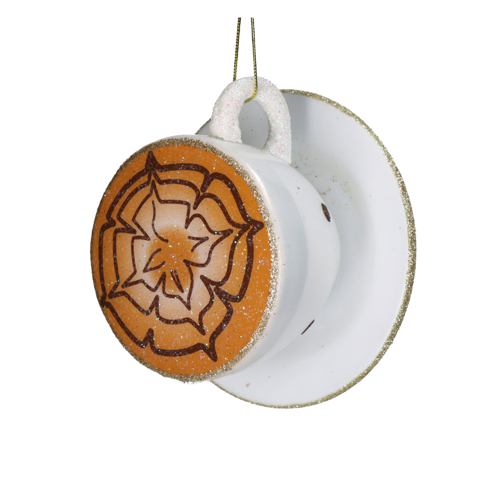 Kersthanger Koffie Kopje Glas Bruin 9 cm