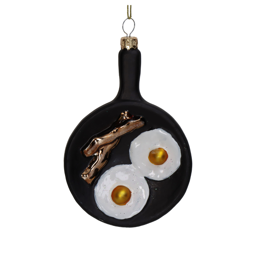 Kersthanger Gebakken Ei Glas Zwart 11.7 cm