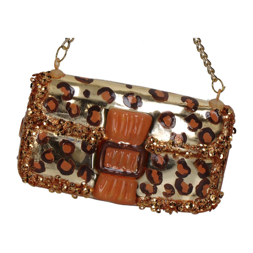 Kersthanger Tas Luipaard Glas Goud 9.7 cm