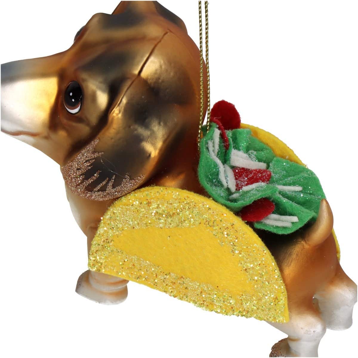 Kersthanger Taco Hond Glas Multi 13.3 cm