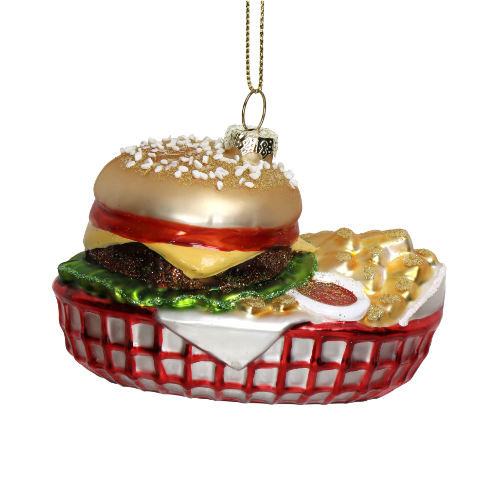 Kersthanger Hamburger Frietjes Glas Multi 10.2 cm