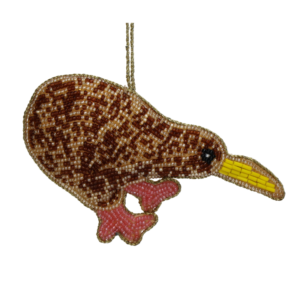 Kersthanger Vogel Kralen Bruin 13 cm