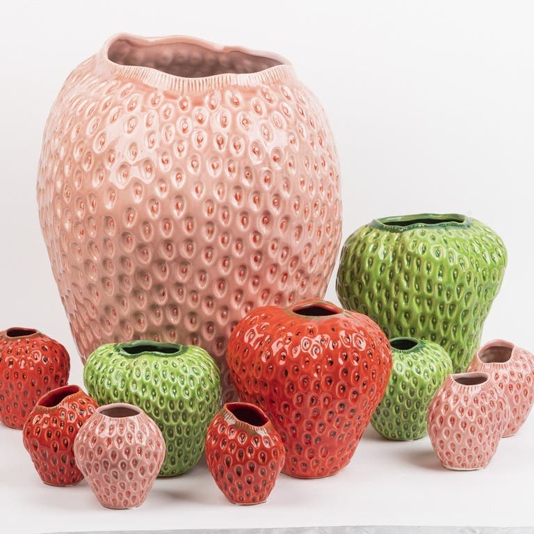 Des Pots Aardbeivaas rose 18 x 14 cm