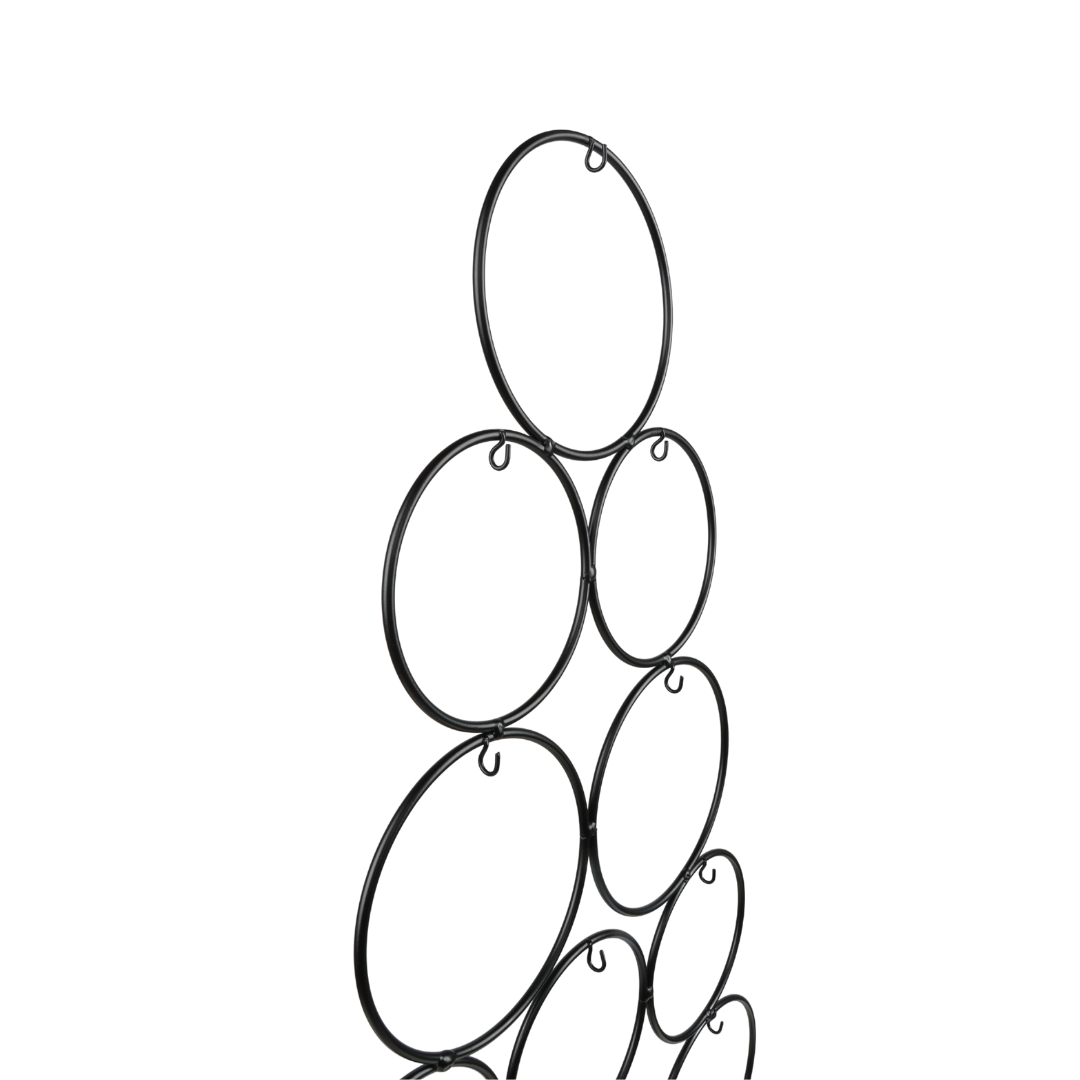 Metalen kerstboom ringen op voet zwart 39 x 84 cm