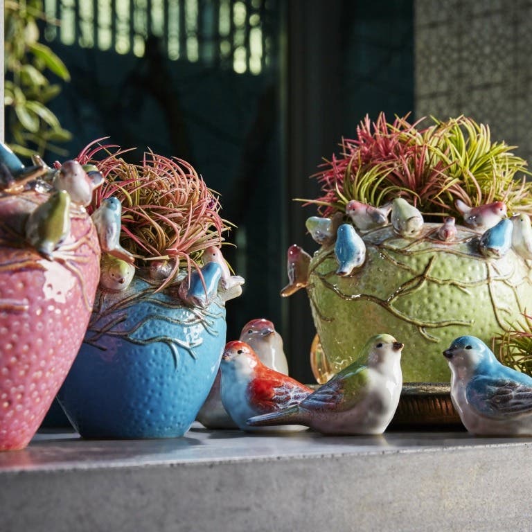 Des Pots Vogelvaas roze 14 x 17 cm