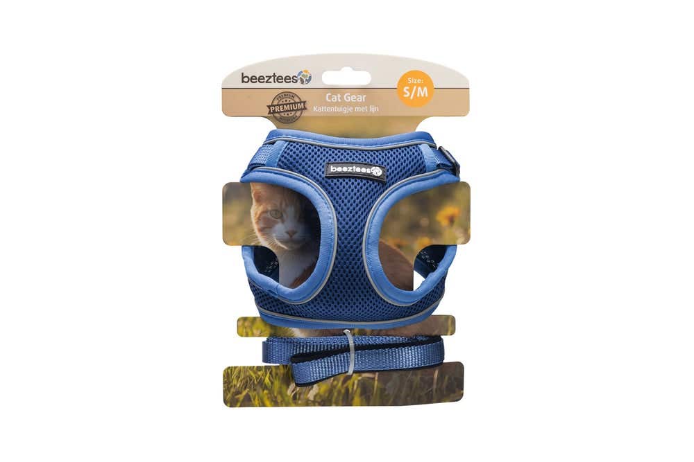 Beeztees kattentuigje met lijn Parinca blauw S/M 23-28 cm