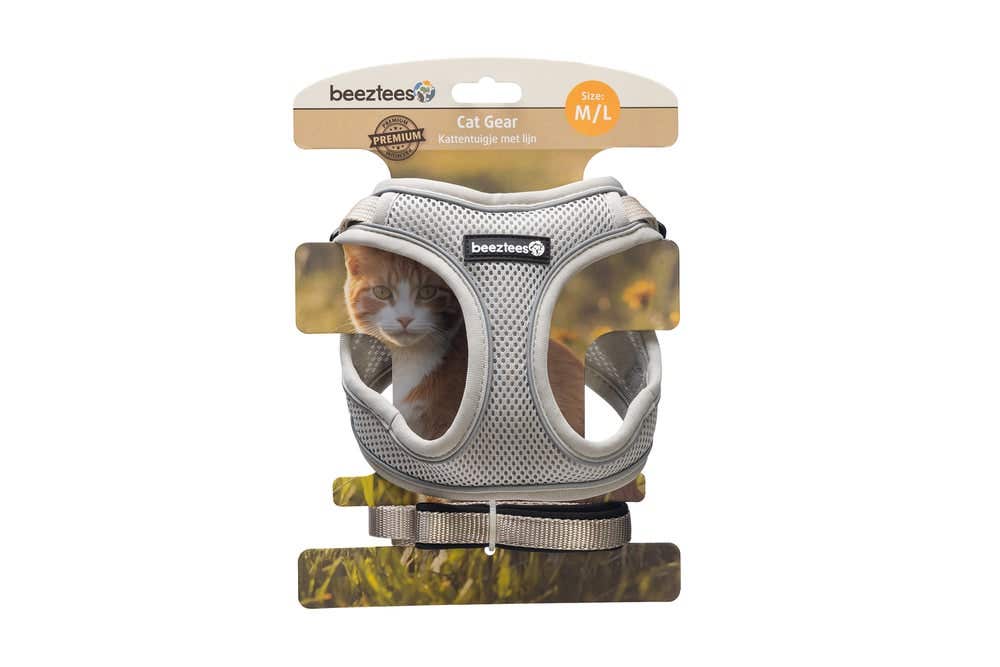 Beeztees kattentuigje met lijn Parinca grijs M/L 26-31 cm