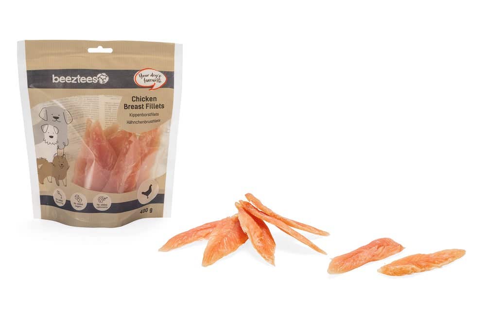 Beeztees hondensnack kippenborstfilets 400 gr