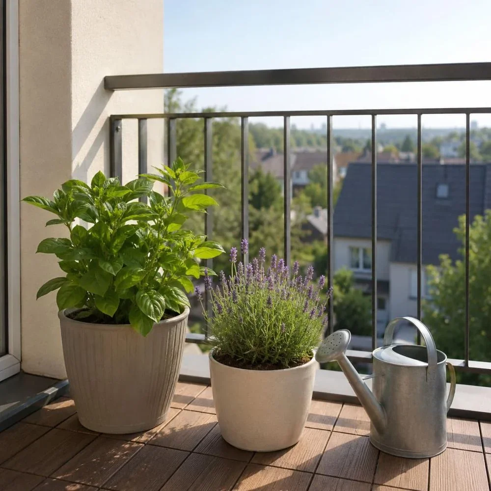 potplanten water geven in de ochtend