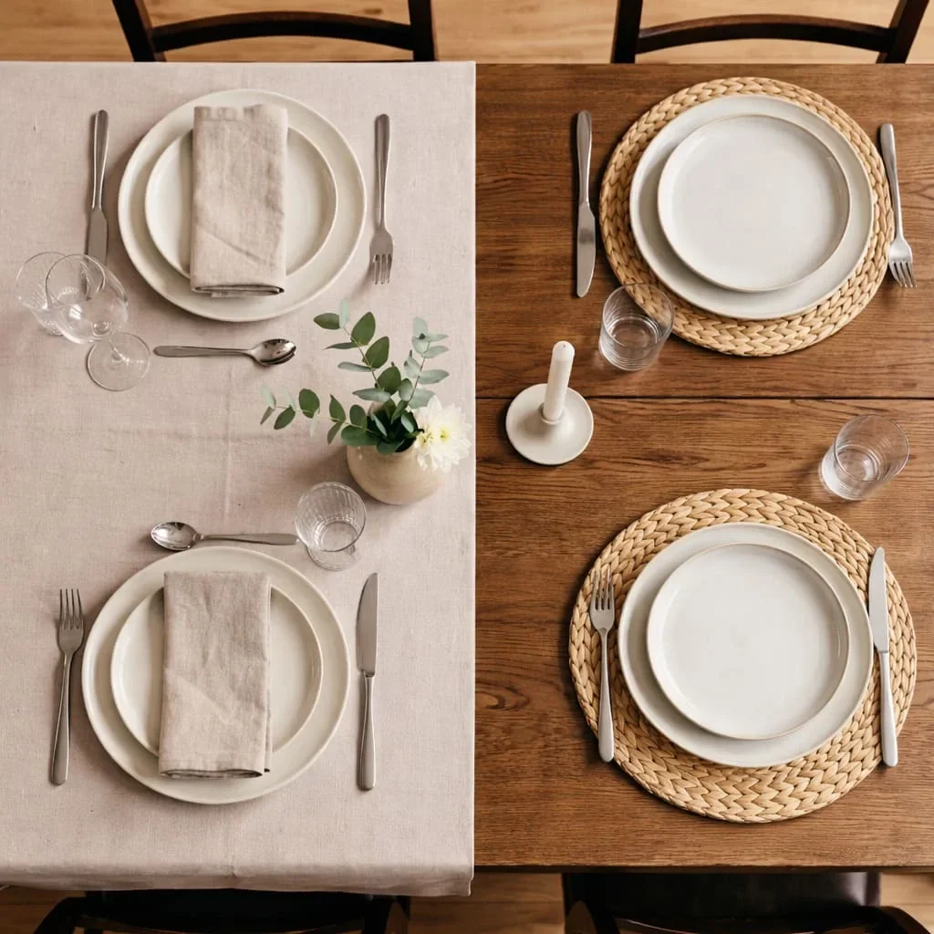 Gedekte tafel met twee verschillende settings