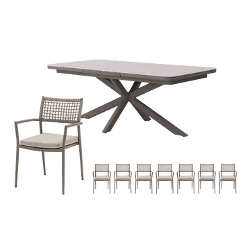Royal Seasons Diningset 8-zits Solare Uitschuifbaar Espresso