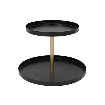 Etagere 2-laags zwart-goud 40 x 28 cm