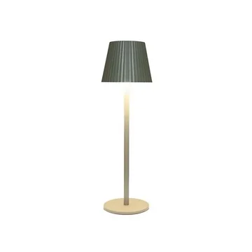 Draadloze Tafellamp ribbel mat olijf LED dimbaar 36.5 x 11 cm