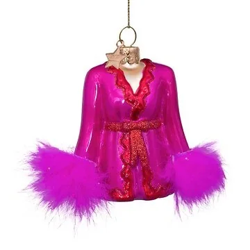 Vondels Kersthanger kimono bont roze 8.5 cm