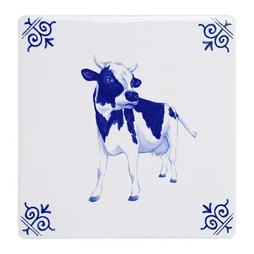 Heinen Delfts Blauw Tegel Koe 13 cm