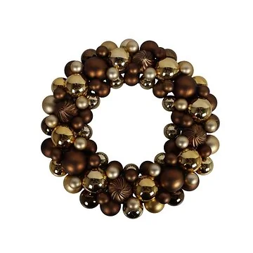 Krans kunststof kerstballen coffee 43 cm