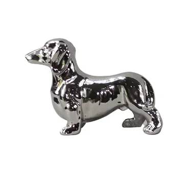 Teckel beeldje keramiek zilver 20 x 7 x 14 cm