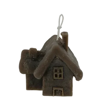 Home Society Huis Kaars L Bruin 12 cm
