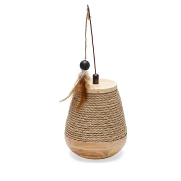 Designed by Lotte tuimel Mae kattenspeeltje hout 15 x 15 x 18 cm