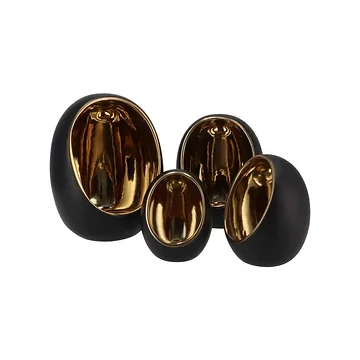 Taza Waxinelicht Egg Goud-Zwart 15 cm