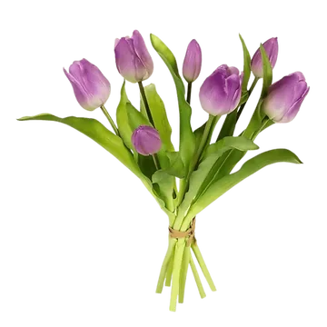 Louis Maes Kunstbloem Tulpenbundel Lila 7 stelen 30 cm