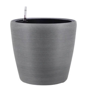 De Bosrand Pot Kunststof met Wielen Brushed Grey 32 x 31 cm