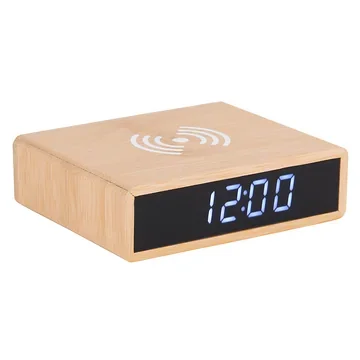 Karlsson Wekker Flat LED Bamboe 10.6 x 8 x 3.1 cm