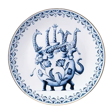 Heinen Delfts Blauw Wandbord Redmer Hoekstra Giraffe