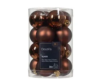 Decoris Kerstballen glas espresso 16 stuks Ø 3.5 cm