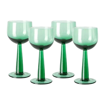 HKliving Wijnglazen Hoog The Emeralds Fern Green 4 stuks 0.24 L