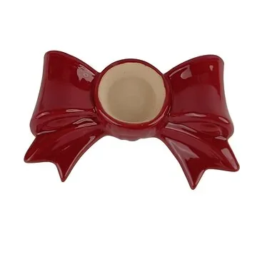 Waxinelichthouder strik burgundy 15 x 9 x 4.5 cm