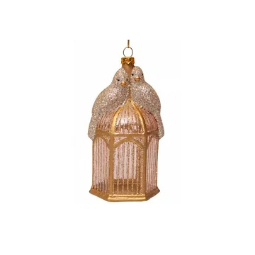 Vondels Gouden Kersthanger vogels op kooi 12 cm