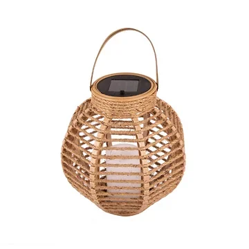 Solar lantaarn rond hemp natural 20 cm