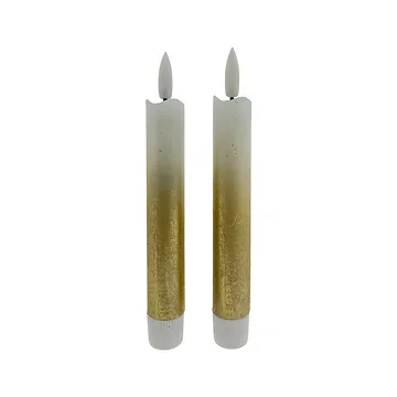 Home Society LED dinerkaars goud-wit 16.5 cm 2 stuks
