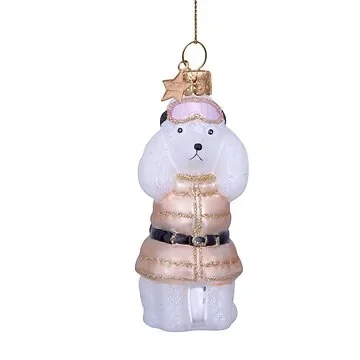 Vondels Kersthanger poedel wit winter 9 cm