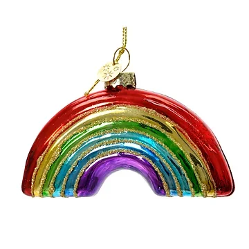 Decoris kersthanger Regenboog glas 10 x 7 cm