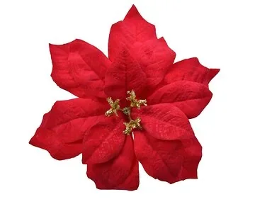 Decoris Kerstster poinsettia op clip velvet 16 cm