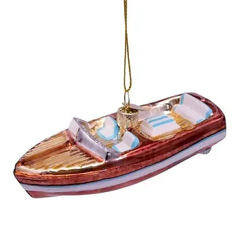 Vondels Kersthanger bruin/witte boot 3.5 cm