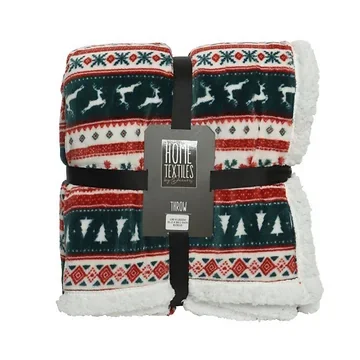 Decoris Plaid kerstbomen en rendieren 130 x 150 cm