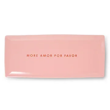 Vondels Ceramic plate more amor por favor pink 35 x 15 cm