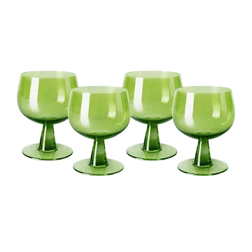 HKliving Wijnglazen Laag The Emeralds Lime Green 4 stuks 0.25 L