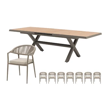 Royal Seasons Diningset 8-zits Bo Uitschuifbaar Espresso