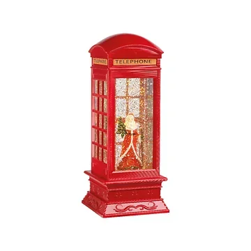Sneeuwbol telefoonhokje LED rood 27 cm