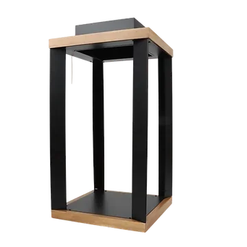 De Bosrand Solar Lantaarn Hout Metaal Zwart 22 x 22 x 42 cm