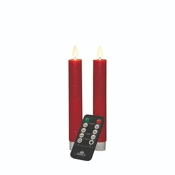 Dinerkaars LED Wax Rood 18 cm 2 stuks met afstandsbediening