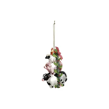 Kersthanger Stack Boerderijdieren Glas Multi 12.7 cm