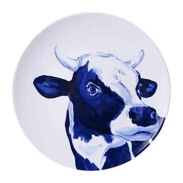 Heinen Delfts Blauw Wandbord Koe