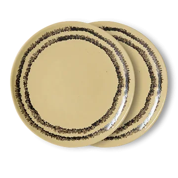 HKliving Desertbord 70's Ceramics Vanilla 2 stuks 17.5 cm